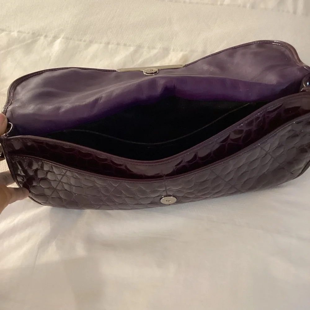 Christian Dior Dior Purple Crocodile Embossed Patent Clutch - Picture 5 of 15